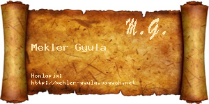 Mekler Gyula névjegykártya